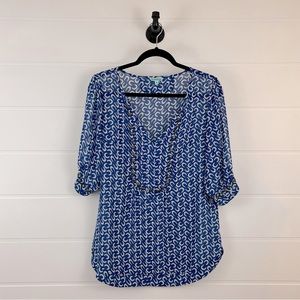 Blue&White Western Horseshoe Sz M top